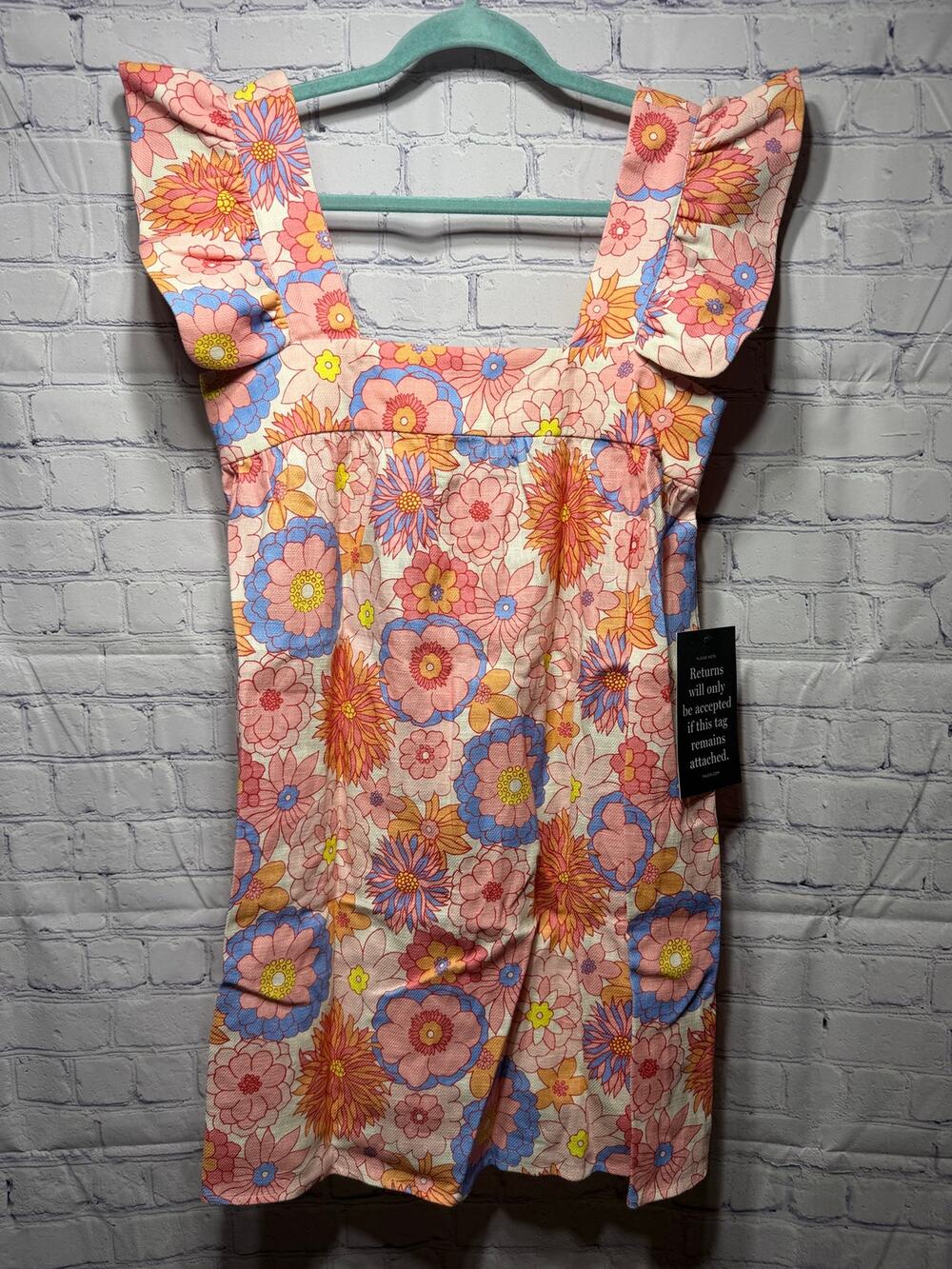 Tuckernuck Womens Retro Floral Linen Blend Mini Dress Sz XS NWT Preppy